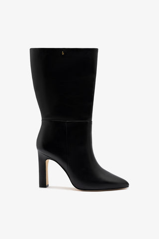 Bota Cano Largo Cindy Couro Preto Boot Larroudé