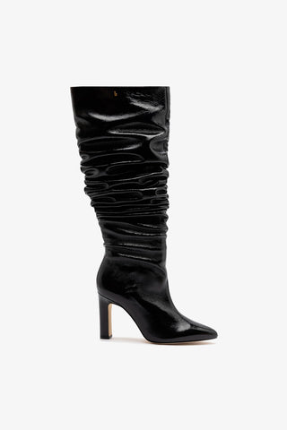 Bota Slouch Cindy Couro Verniz Preto Boot Larroudé