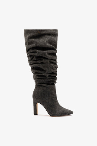 Bota Slouch Cindy Jeans Preto Boot Larroudé