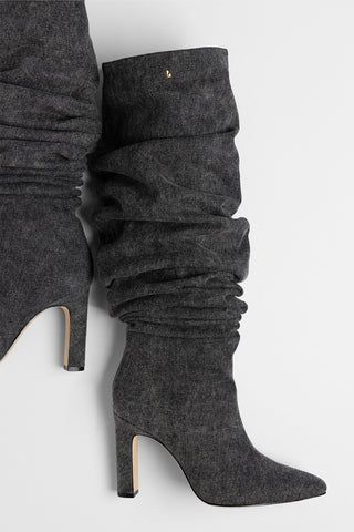 Bota Slouch Cindy Jeans Preto Boot Larroudé