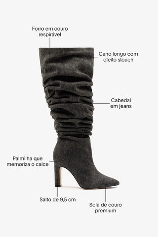 Bota Slouch Cindy Jeans Preto ABC
