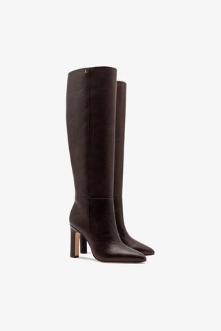 Bota Cindy Hi Couro Marrom