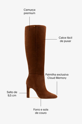 Bota Cindy Hi Camurça Marrom