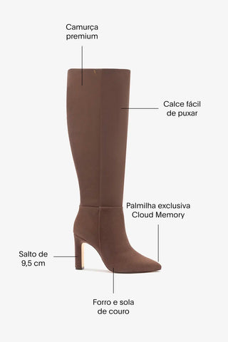 Bota Cindy Hi Camurça Marrom Boot Larroudé