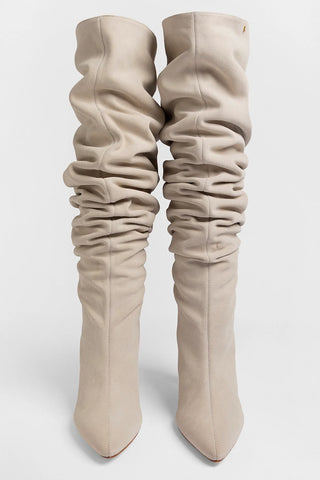 Bota Slouch Cindy Camurça Cinza Boot Larroudé