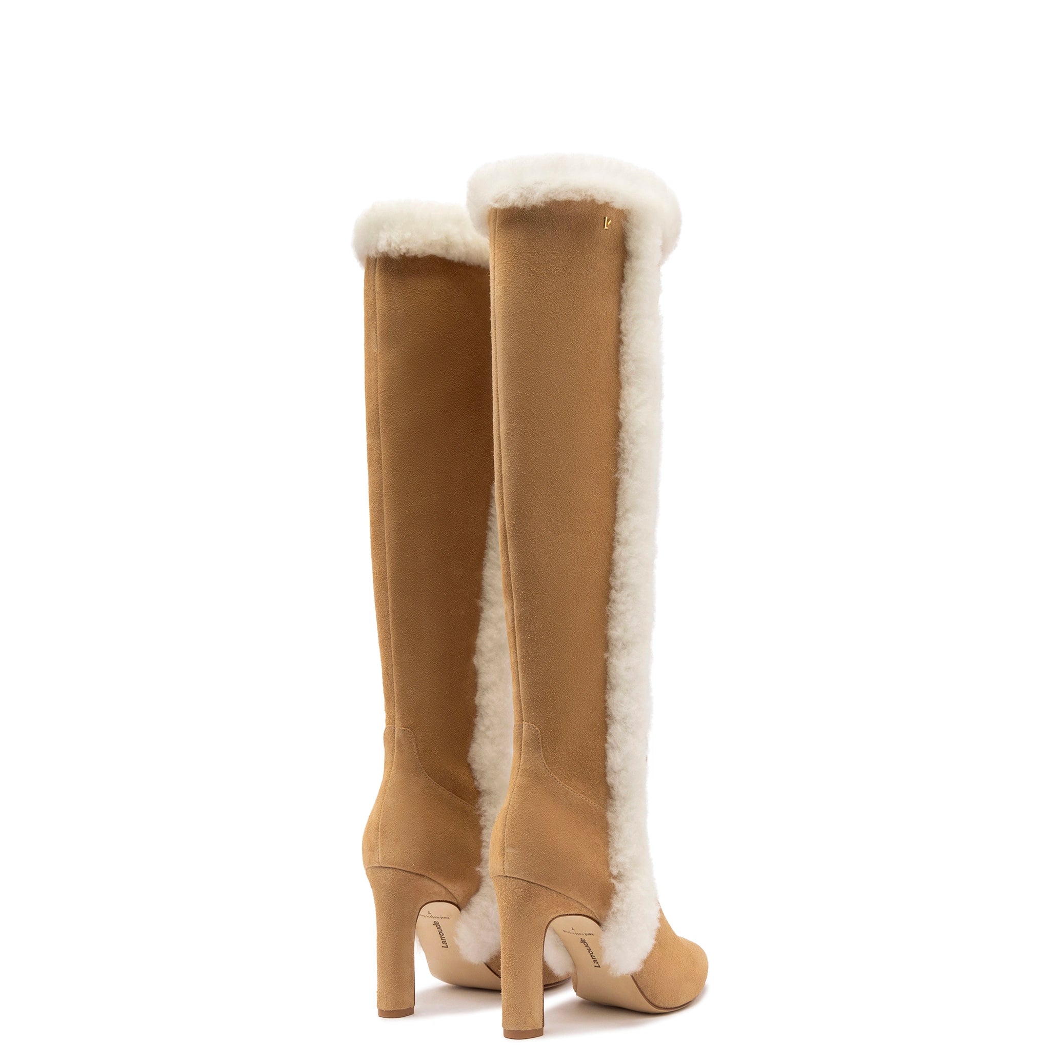 Cindy Hi Faux Fur Boot In Peanut Suede and Natural Shearling