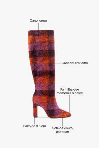 Bota Cindy Hi Feltro Estampado Rosa Boot Larroudé