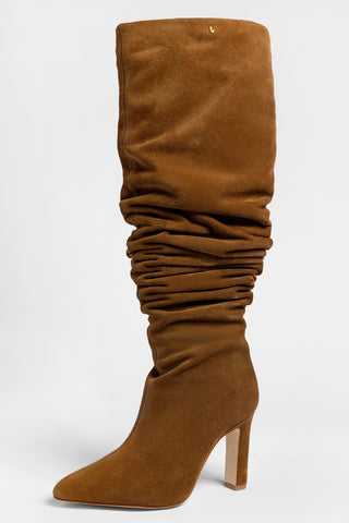 Bota Slouch Cindy Camurça Marrom Boot Larroudé