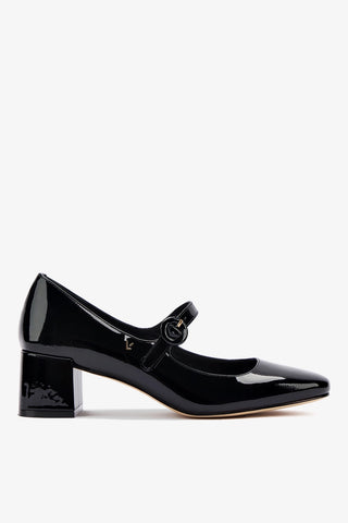 Scarpin Salto Bloco Blair Couro Verniz Preto Womens - Shoes - Pumps Larroudé