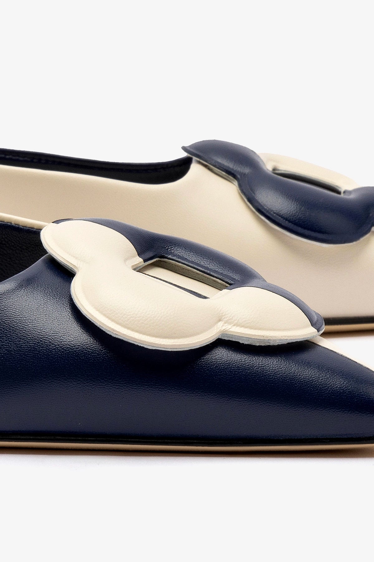 Flora Pump In Navy and Ivory Leather