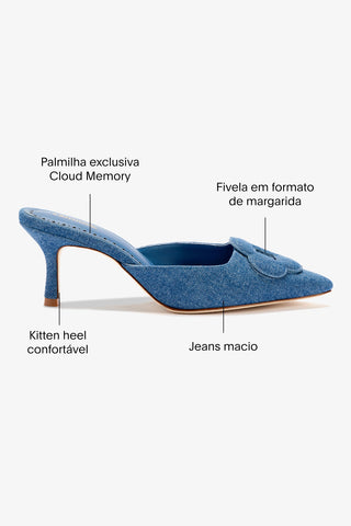 Mule Flora Jeans Azul