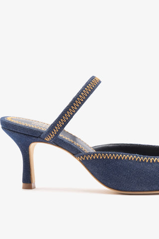 Larroudé x Jonathan Cohen: Mule Zig Zag Jeans Azul Pump Larroudé x Jonathan Cohen