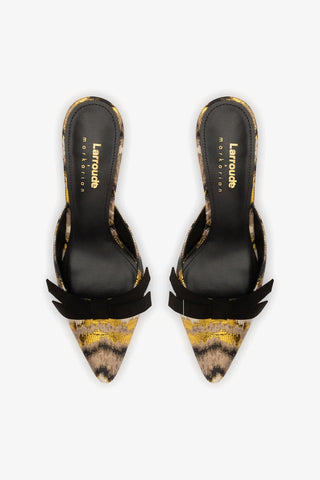 Larroudé x Markarian: Mule Brocado Estampado Dourado