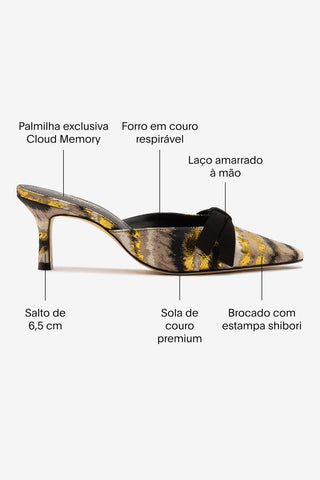 Larroudé x Markarian: Mule Brocado Estampado Dourado