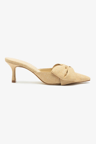 Mule Elle Mini Ráfia Bege
