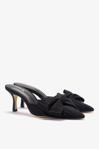 Mule Elle Mini Seda Preto Womens - Shoes - Pumps Larroudé