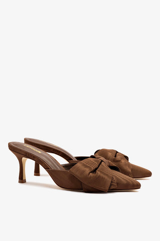 Mule Elle Mini Seda Marrom