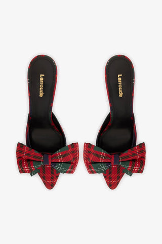 Mule Elle Mini Cetim Estampado Verde e Vermelho