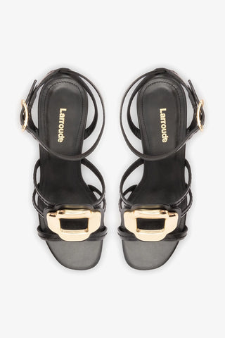 Sandália Margherita Block Couro Preto Sandal Larroudé