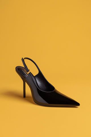 Larroudé x Altuzarra: Slingback Couro Verniz Preto