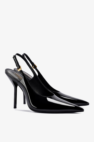 Larroudé x Altuzarra: Slingback Couro Verniz Preto Womens - Shoes - Pumps Larroudé x Altuzarra