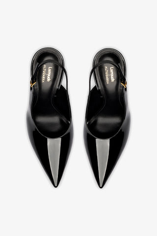 Larroudé x Altuzarra: Slingback Couro Verniz Preto Womens - Shoes - Pumps Larroudé x Altuzarra