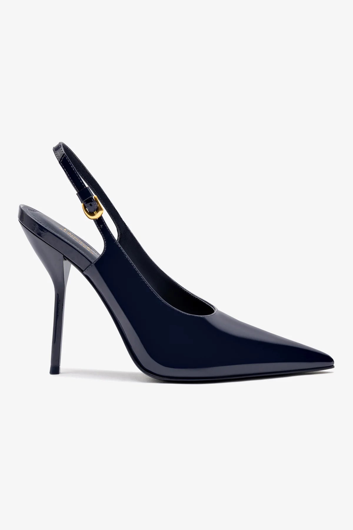 Larroude x Altuzarra Pump In Navy Patent Leather