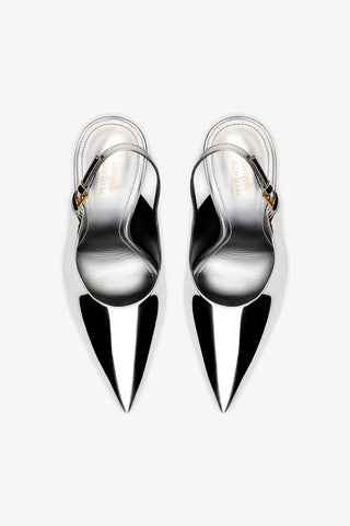 Larroudé x Altuzarra: Slingback Couro Prateado