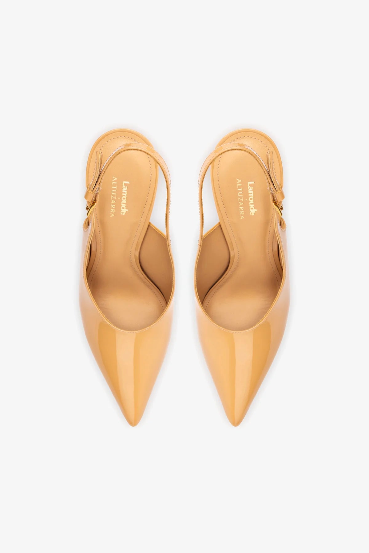 Larroude x Altuzarra Pump In Tan Patent Leather