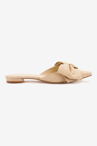 Mule Flat Elle Ráfia Bege