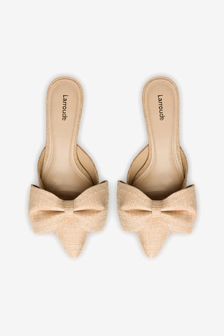 Mule Flat Elle Ráfia Bege