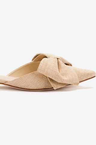 Mule Flat Elle Ráfia Bege