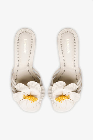 Mule Magnolia Couro Off White Womens - Shoes - Mules Larroudé