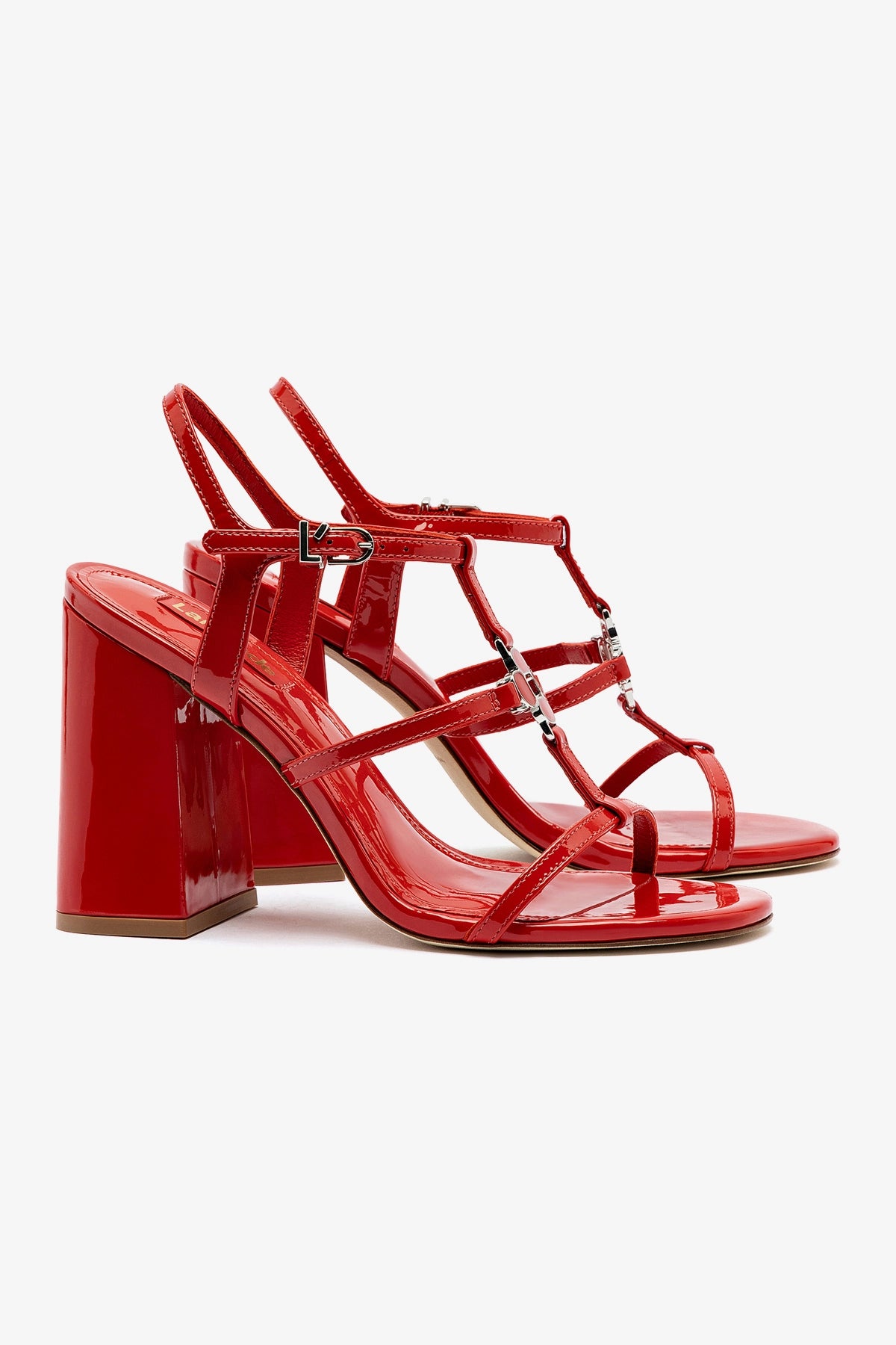 Hana Sandal In Scarlet Patent Leather