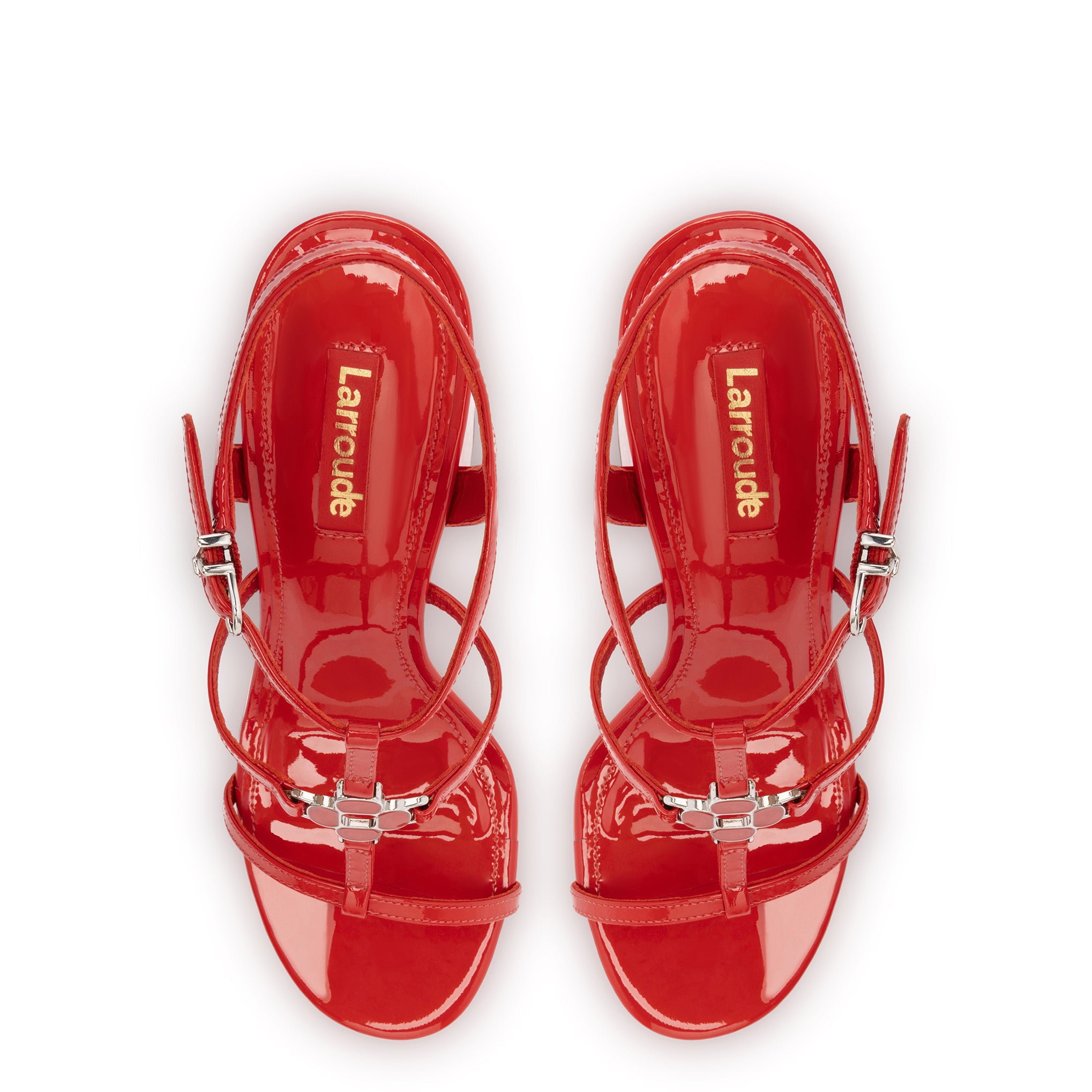 Hana Sandal In Scarlet Patent Leather