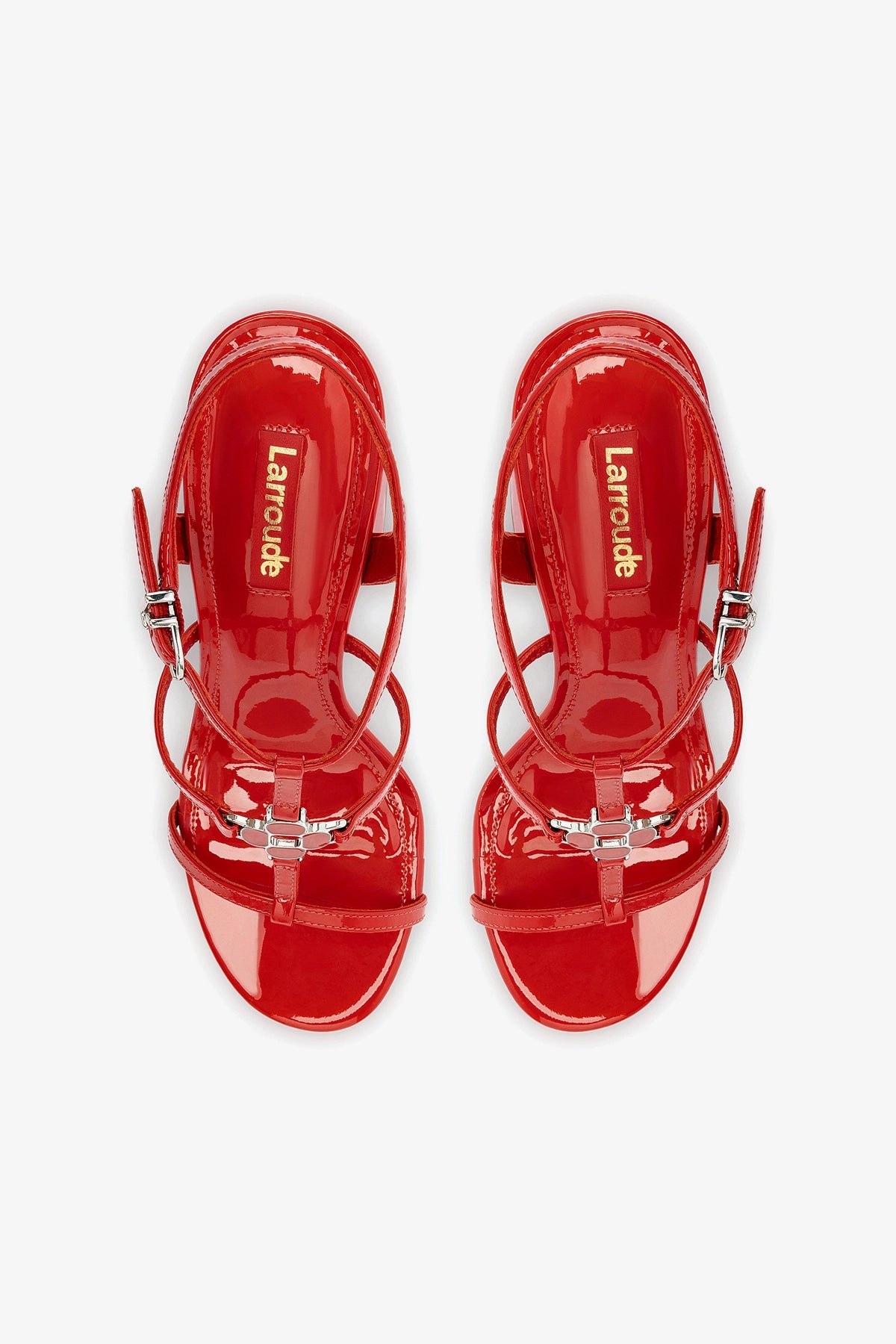 Hana Sandal In Scarlet Patent Leather