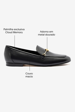 Mocassim Katherine Couro Preto