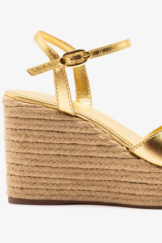 Sandália Anabela Espadrille Bianca Couro Dourado Womens - Shoes - Sandals Larroudé