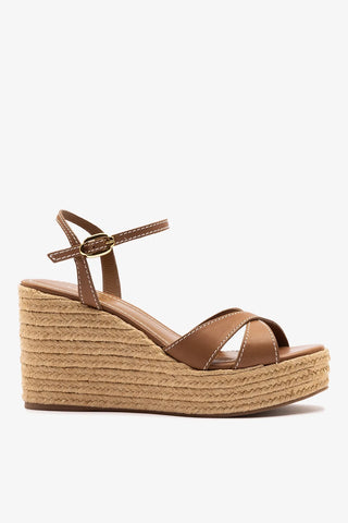 Sandália Anabela Espadrille Bianca Couro Caramelo Womens - Shoes - Sandals Larroudé