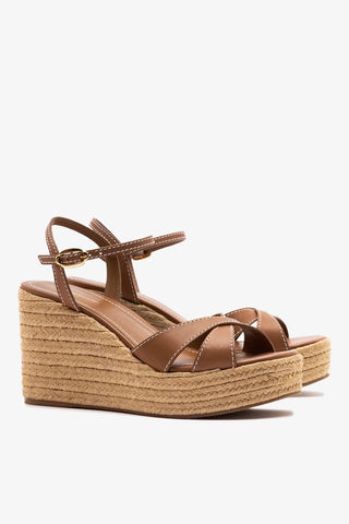 Sandália Anabela Espadrille Bianca Couro Caramelo Womens - Shoes - Sandals Larroudé