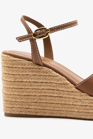 Sandália Anabela Espadrille Bianca Couro Caramelo Womens - Shoes - Sandals Larroudé