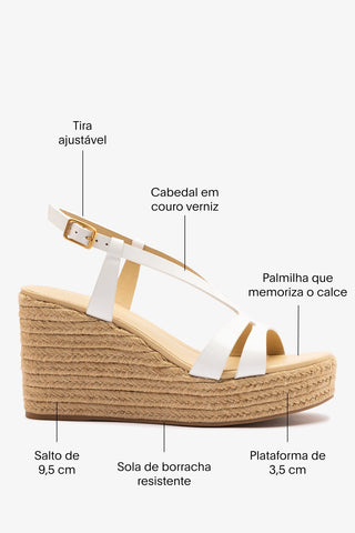 Sandália Espadrille Daphne Couro Verniz Branco Sandal Larroudé