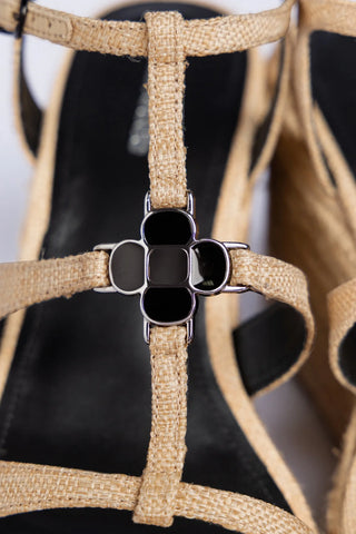 Sandália Flat Hana Ráfia Bege Womens - Shoes - Flats Larroudé