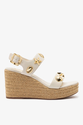 Sandália Anabela Espadrille Madison Hi Couro Off White
