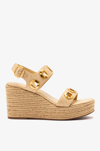 Sandália Anabela Espadrille Milan Ráfia Bege