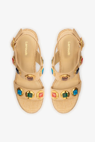 Sandália Anabela Espadrille Milan Gioiello Ráfia Bege Womens - Shoes - Espadrilhes Larroudé