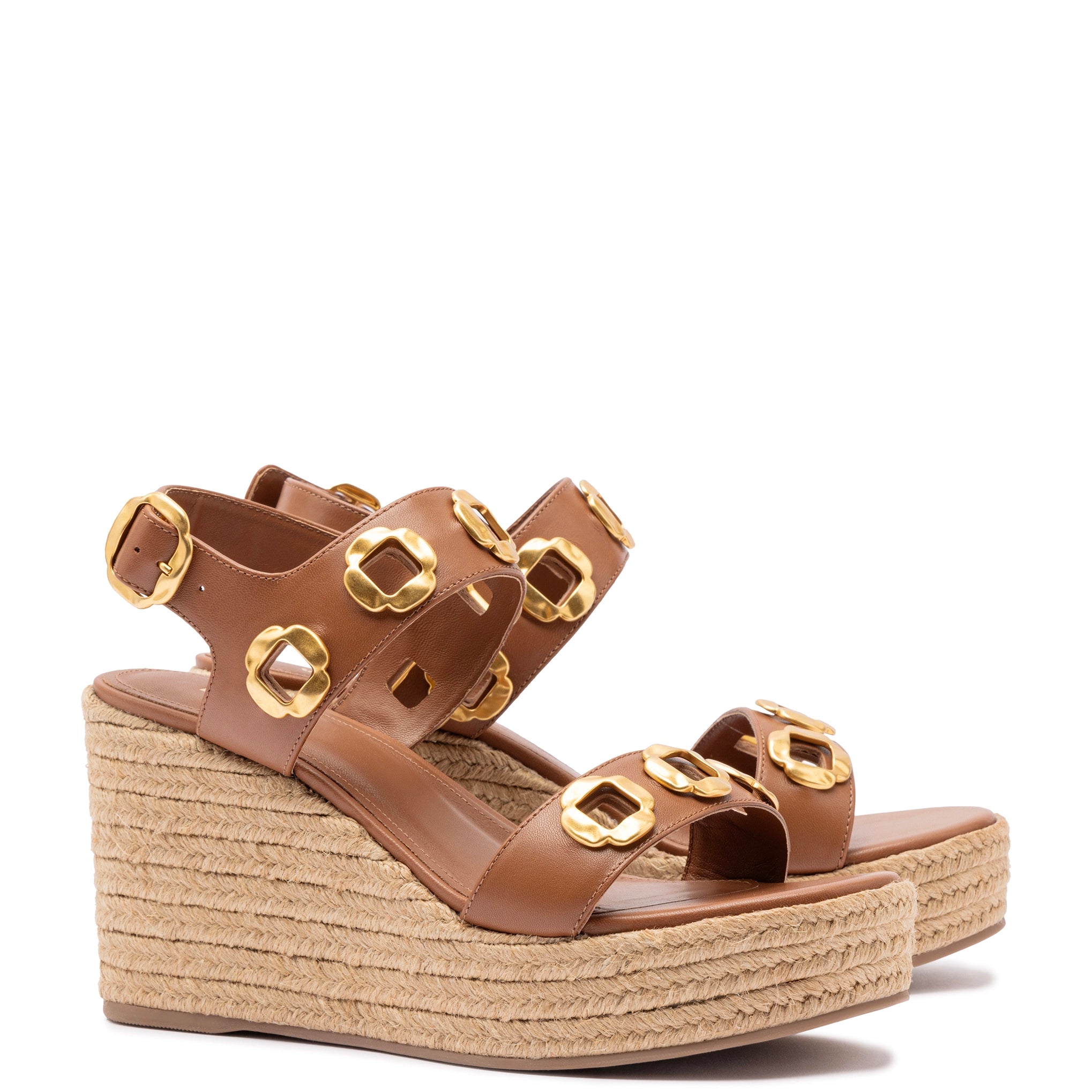 Milan Espadrille In Caramel Leather