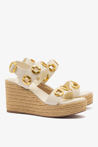 Sandália Anabela Espadrille Milan Couro Off White