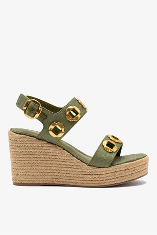 Sandália Anabela Espadrille Milan Ráfia Verde Sandal Larroudé