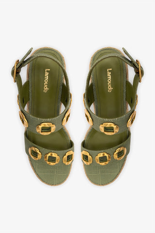 Sandália Anabela Espadrille Milan Ráfia Verde Sandal Larroudé